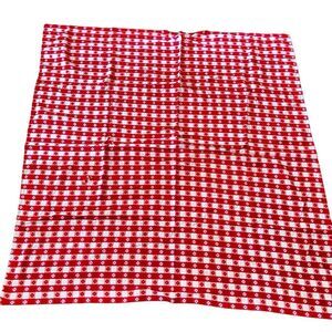 Vintage Cheerful Tablecloth Red White Gingham Flower Plaid See Details